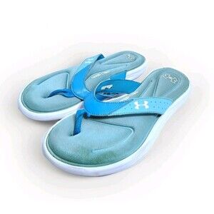 Under Armour Women's Size 9 4D Foam Flip Flop Sandals Blue Green Aqua Teal